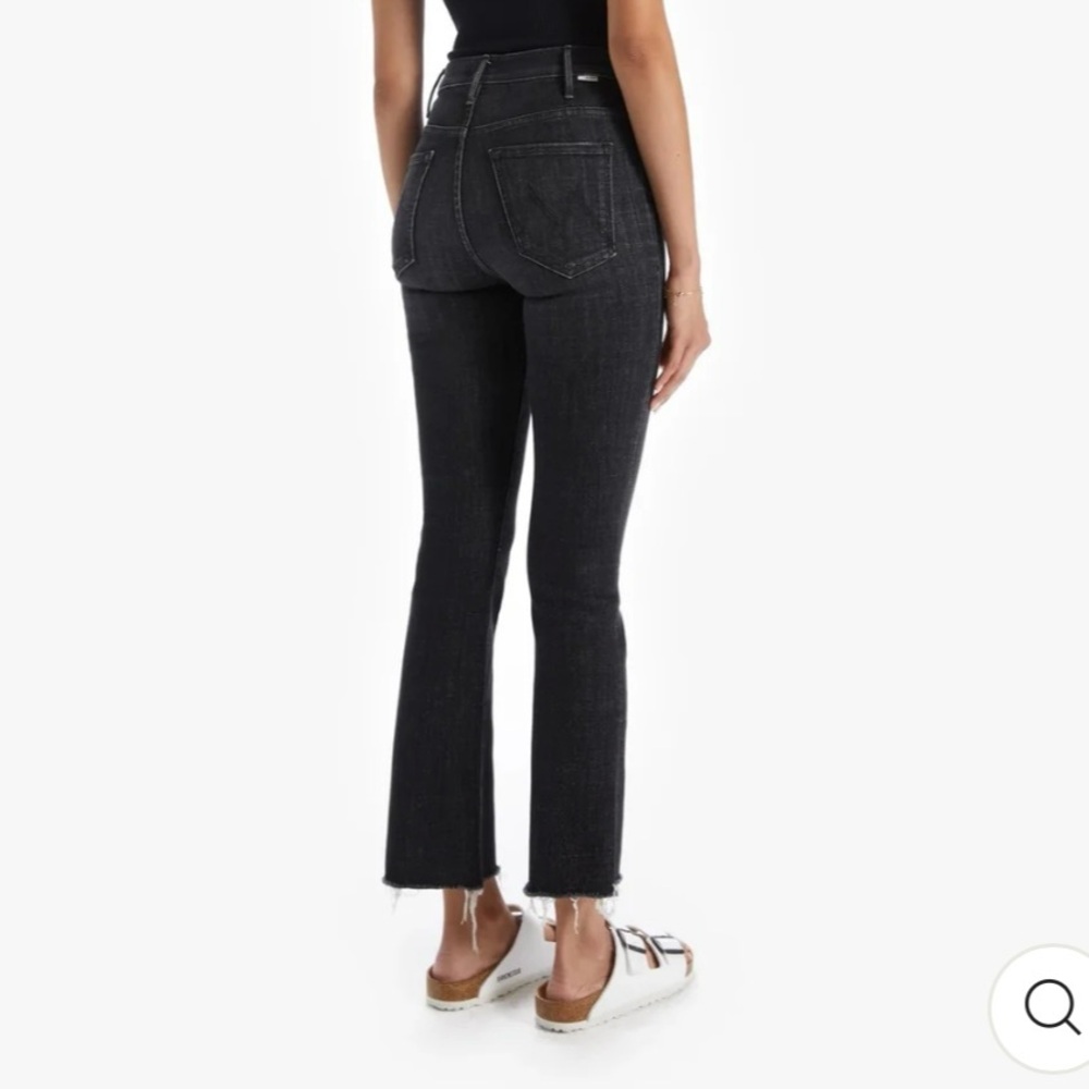 MOTHER Black High-Rise Straight Crop Jeans